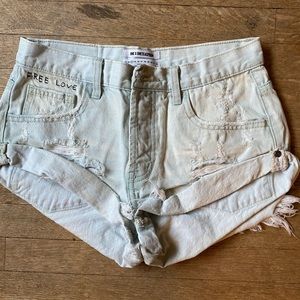 One Teaspoon Light Distressed Shorts